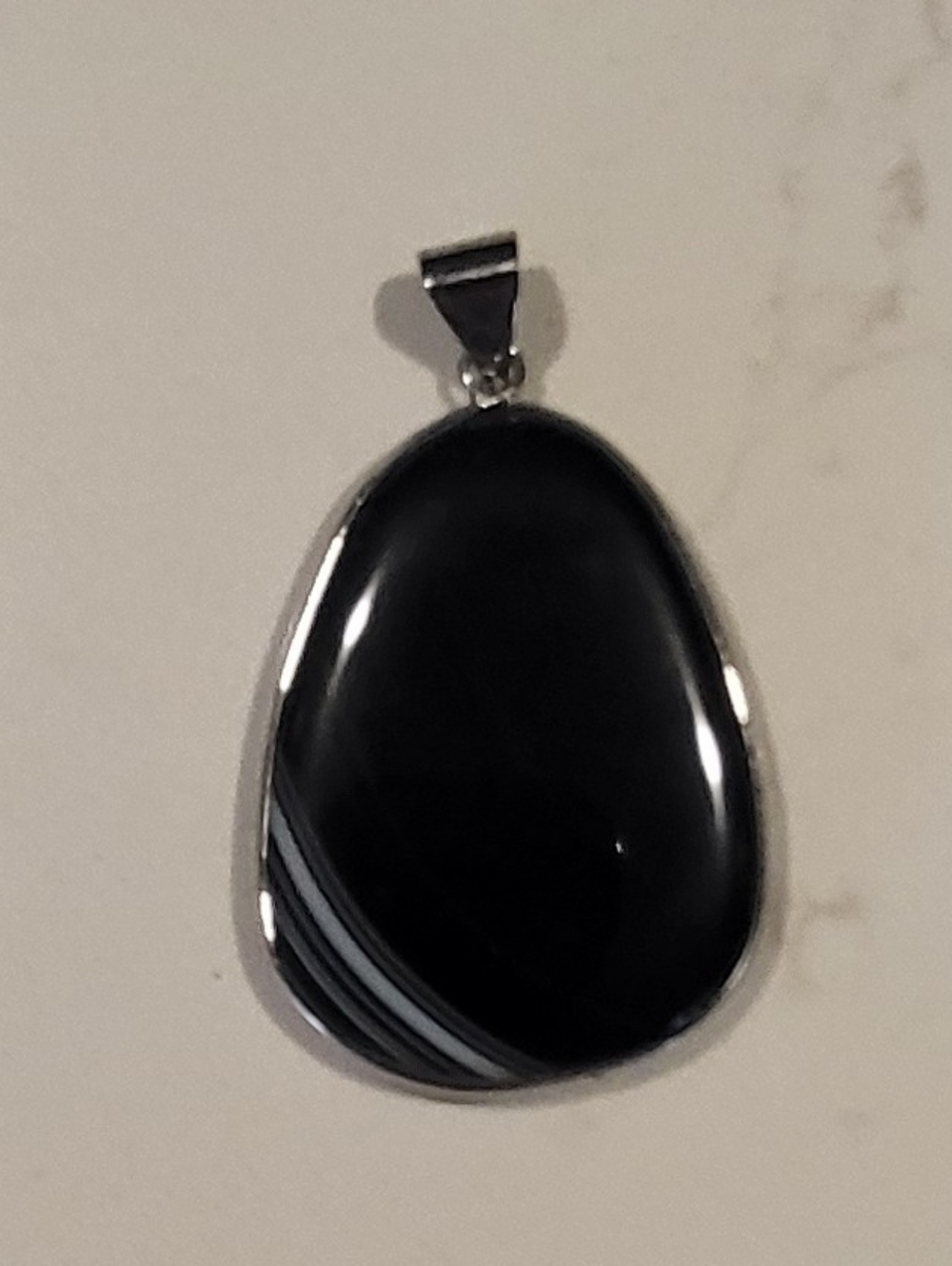 Natural Banded Black Statement Pendant.